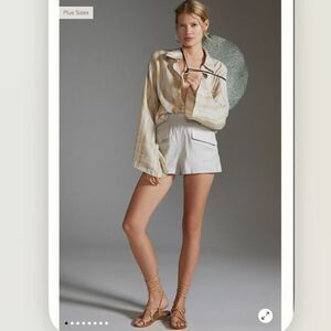 Anthropologie Maeve Linen A-Line Shorts in Stone NEW Size XL